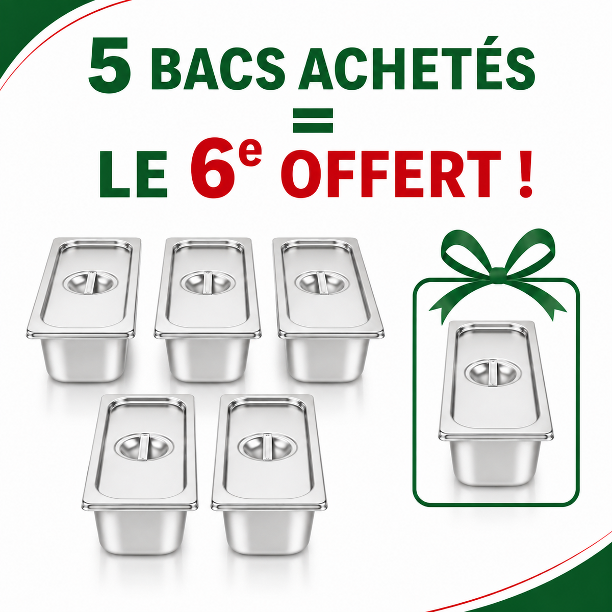 Bac gastro GN 1/2 avec couvercle inox – Acier inoxydable 1 mm