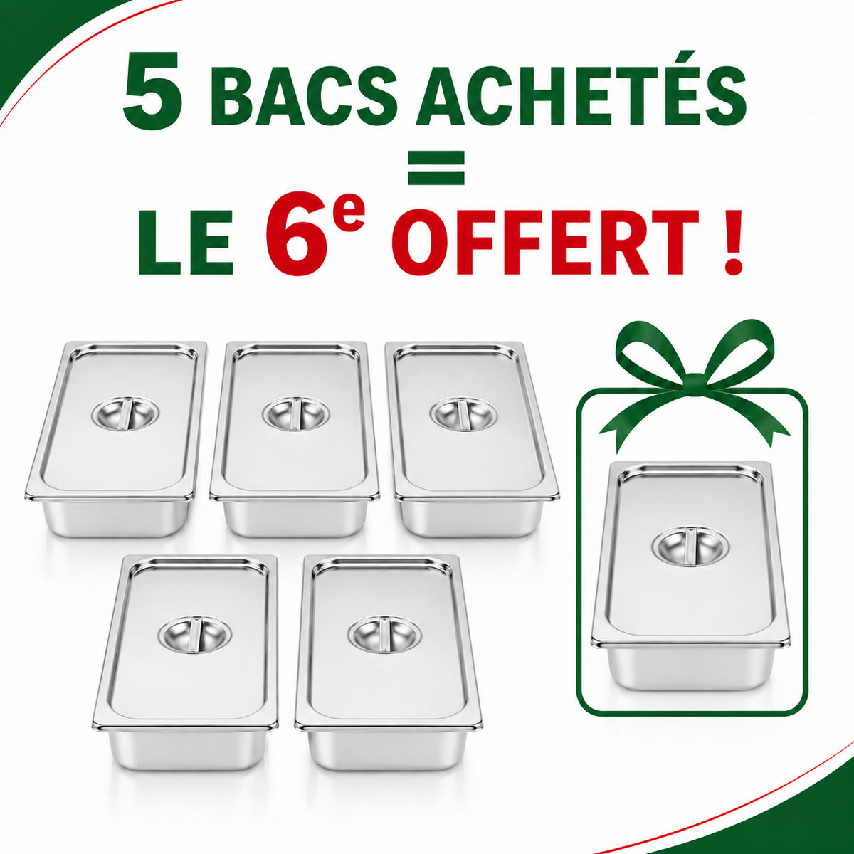 Bac gastro GN 1/1 avec couvercle inox – Acier inoxydable 1 mm