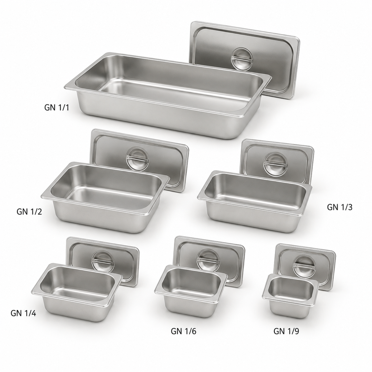 Bac gastro GN 1/2 avec couvercle inox – Acier inoxydable 1 mm