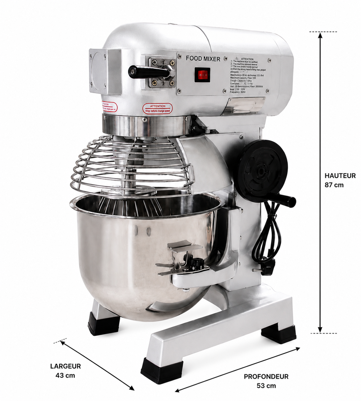 Batteur mélangeur planétaire professionnel 30 L – 3 vitesses – Cuve inox – matériel CHR professionnel JL CHR