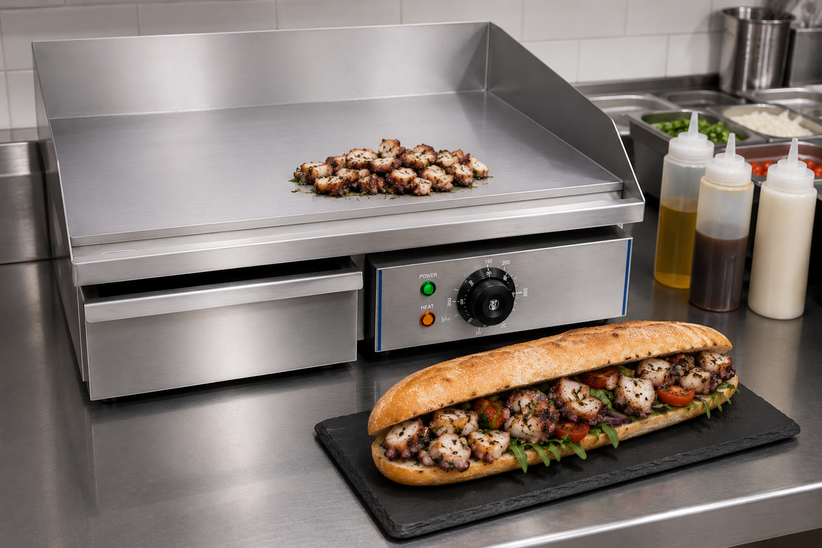 Plancha électrique professionnelle 55 cm – Finition chromée – matériel CHR professionnel JL CHR