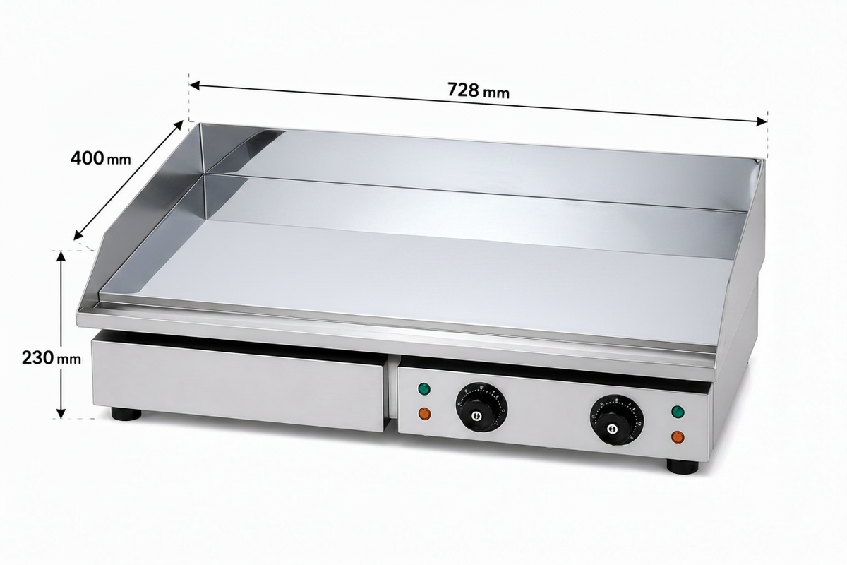 Plancha électrique professionnelle 73 cm – Finition chromée – matériel CHR professionnel JL CHR