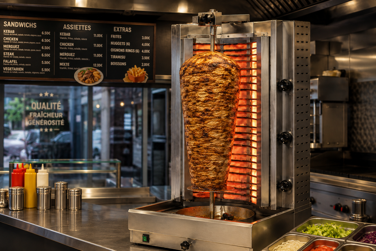 Machine à kebab électrique professionnelle 3 résistances – 9 kW – matériel CHR professionnel JL CHR