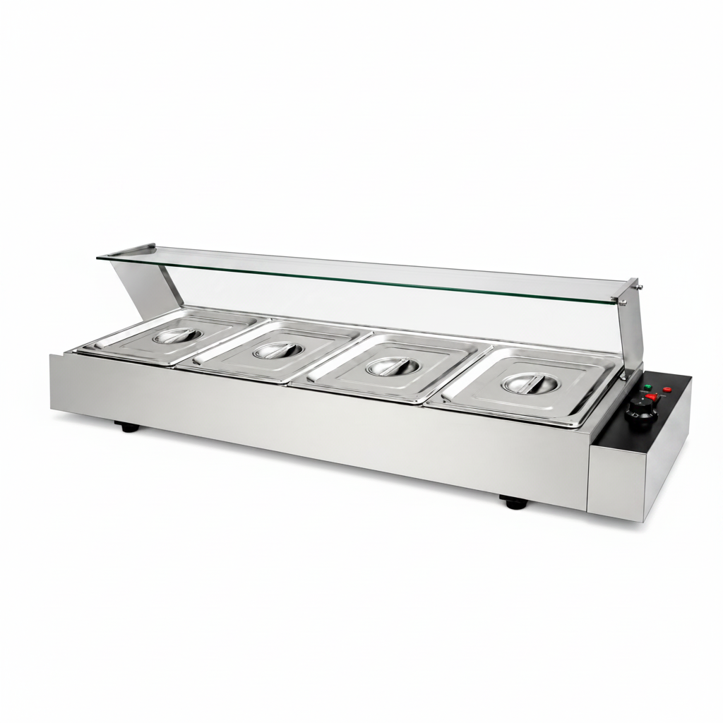 Bain-marie vitré professionnel – 4 bacs GN 1/2 – matériel CHR professionnel JL CHR
