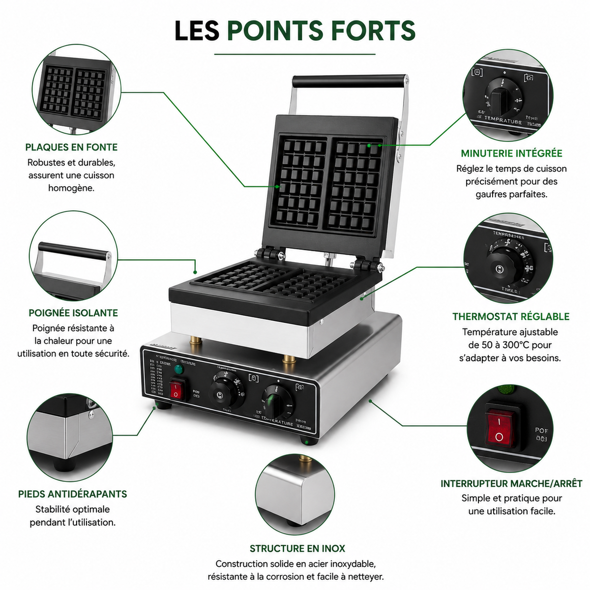 Gaufrier professionnel pour 2 gaufres de Liège – matériel CHR professionnel JL CHR