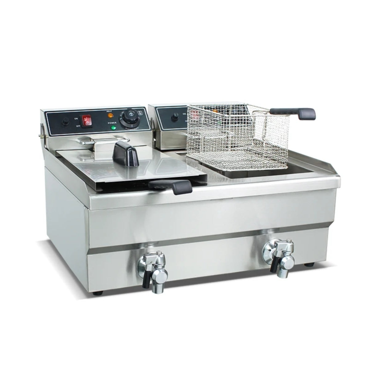 Friteuse électrique professionnelle double 2 × 12 L avec vidange – matériel CHR professionnel JL CHR