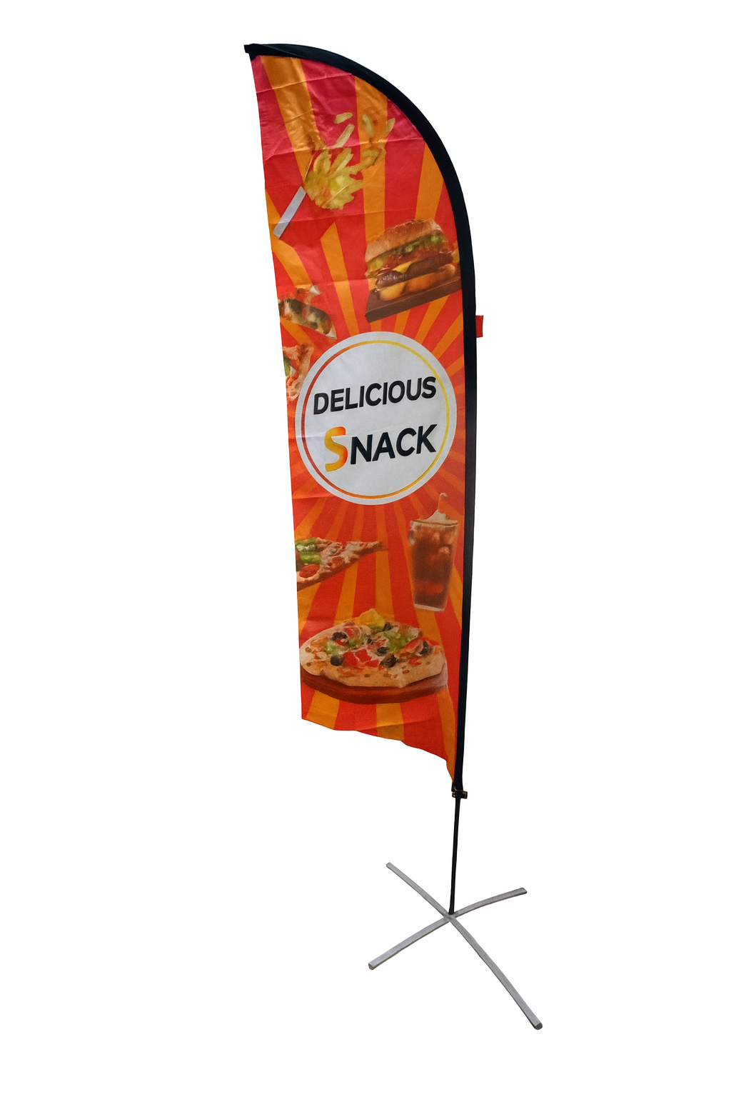 Drapeau publicitaire snack et pizzeria – matériel CHR professionnel JL CHR