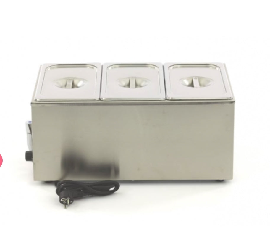 Bain-marie professionnel – 3 bacs GN 1/3 avec couvercles – matériel CHR professionnel JL CHR